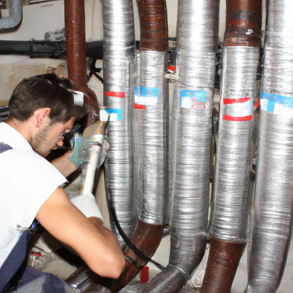 Person working with heat exchangers