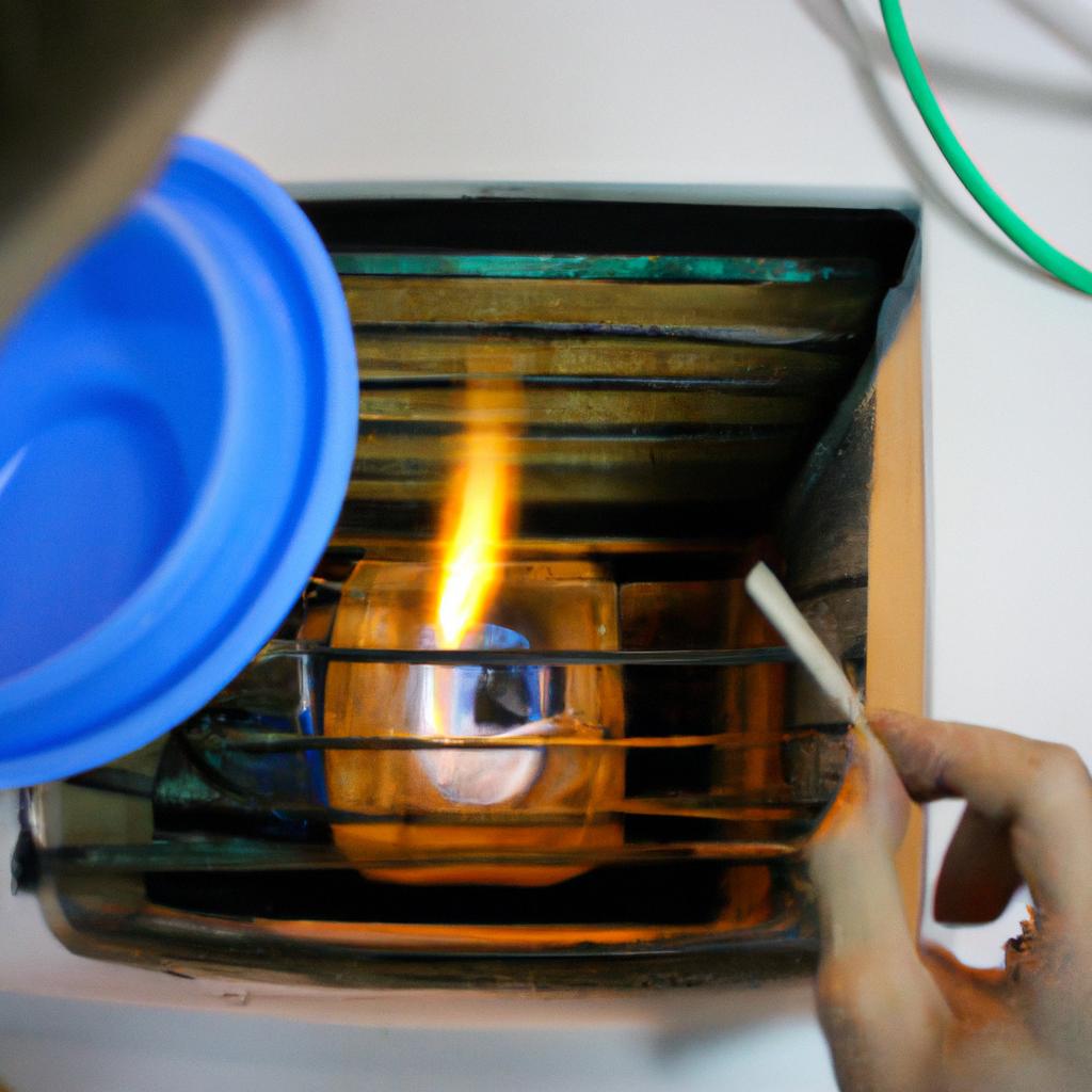 Person conducting thermal energy experiment